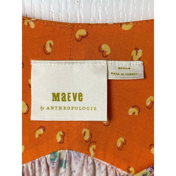 Maeve Orange Ceresco‎ Peasant Blouse Cottagecore Boho Women's Size Medium - Picture 4 of 8